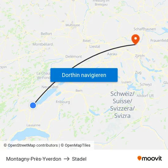 Montagny-Près-Yverdon to Stadel map