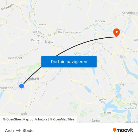 Arch to Stadel map