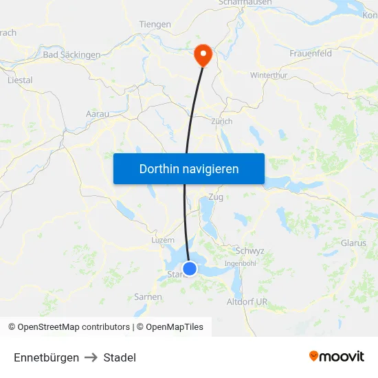 Ennetbürgen to Stadel map