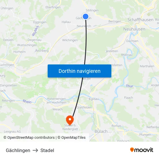 Gächlingen to Stadel map