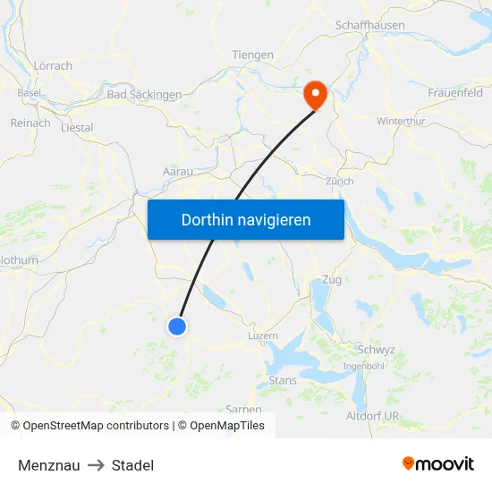 Menznau to Stadel map