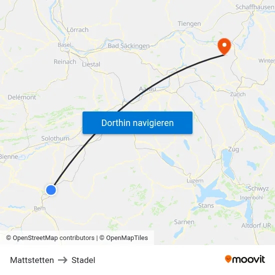 Mattstetten to Stadel map