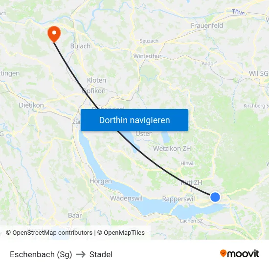 Eschenbach (Sg) to Stadel map