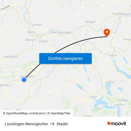 Lüsslingen-Nennigkofen to Stadel map