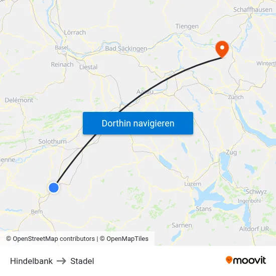 Hindelbank to Stadel map