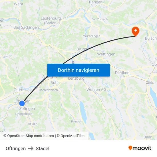 Oftringen to Stadel map