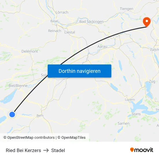 Ried Bei Kerzers to Stadel map