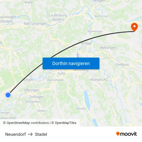 Neuendorf to Stadel map
