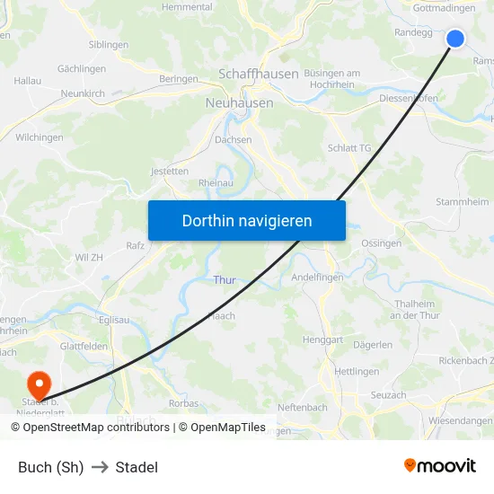 Buch (Sh) to Stadel map