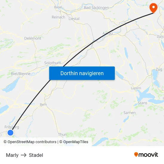 Marly to Stadel map