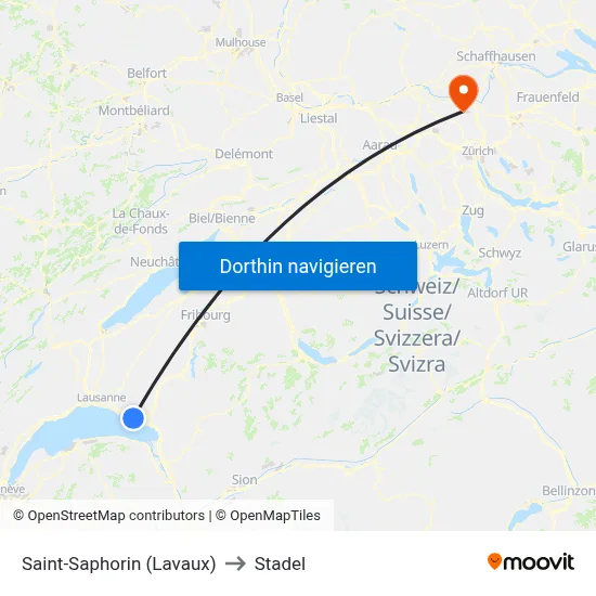 Saint-Saphorin (Lavaux) to Stadel map