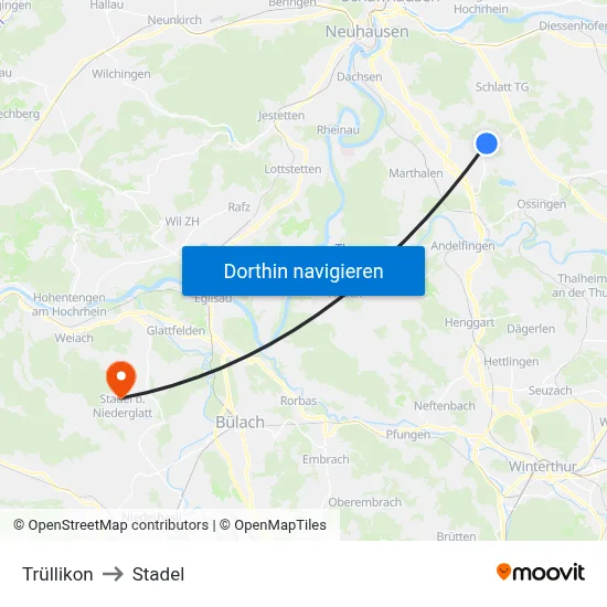 Trüllikon to Stadel map