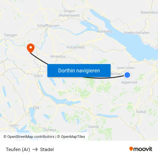 Teufen (Ar) to Stadel map