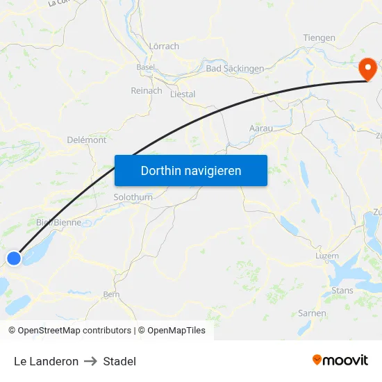 Le Landeron to Stadel map