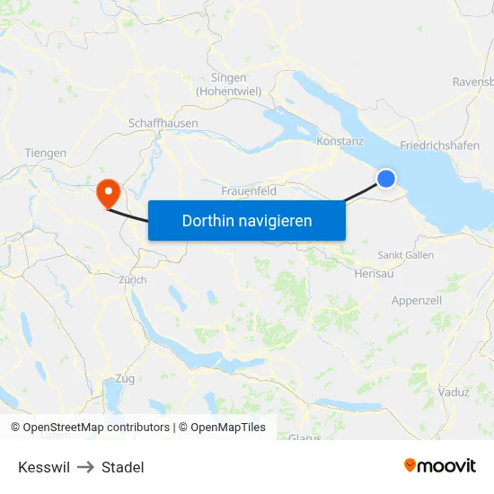 Kesswil to Stadel map