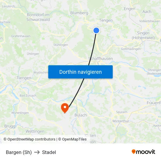 Bargen (Sh) to Stadel map