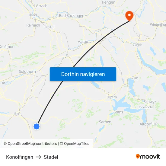 Konolfingen to Stadel map