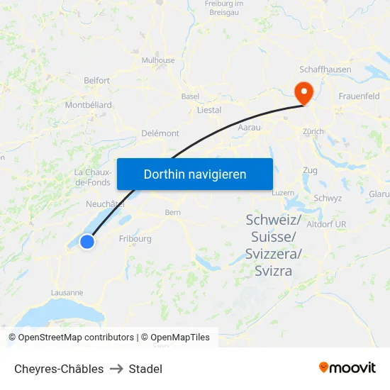 Cheyres-Châbles to Stadel map