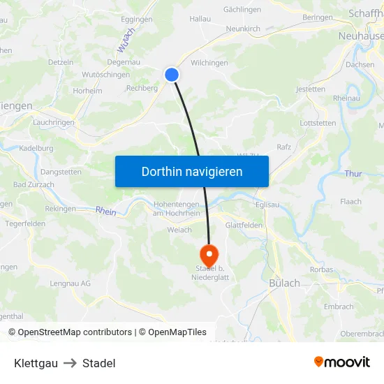 Klettgau to Stadel map