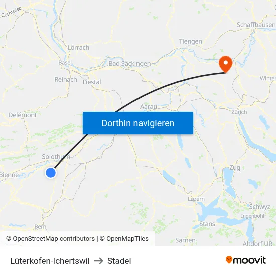 Lüterkofen-Ichertswil to Stadel map
