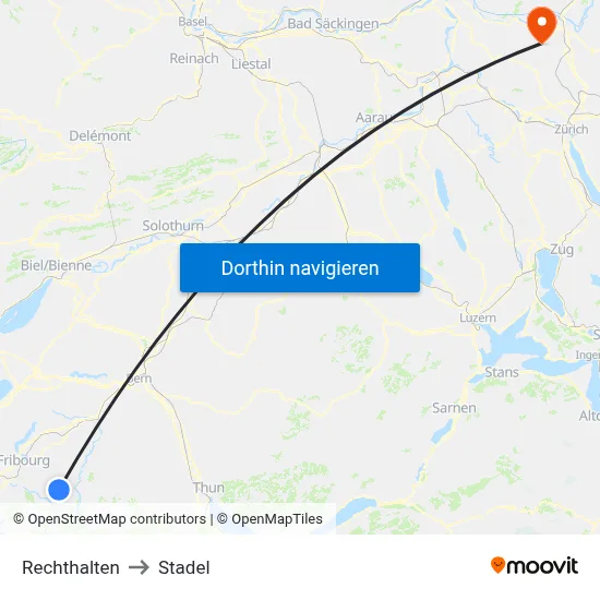 Rechthalten to Stadel map