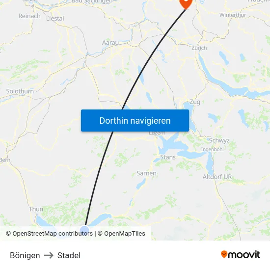 Bönigen to Stadel map