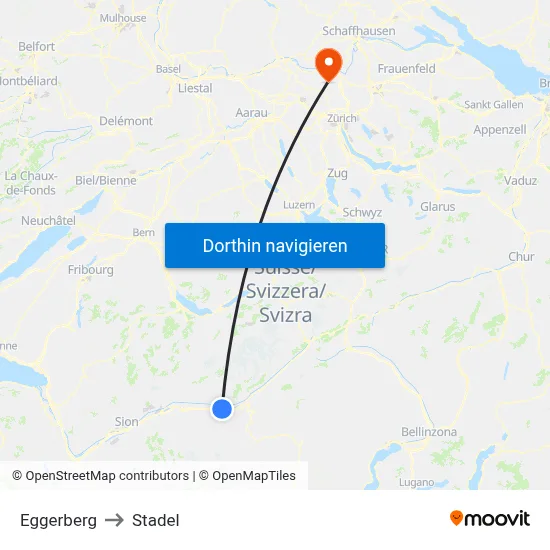 Eggerberg to Stadel map