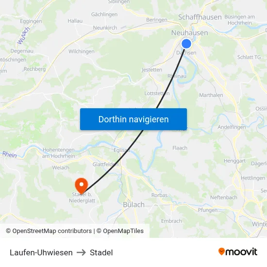 Laufen-Uhwiesen to Stadel map