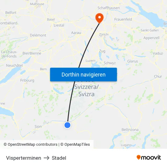 Visperterminen to Stadel map