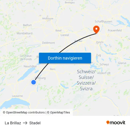 La Brillaz to Stadel map