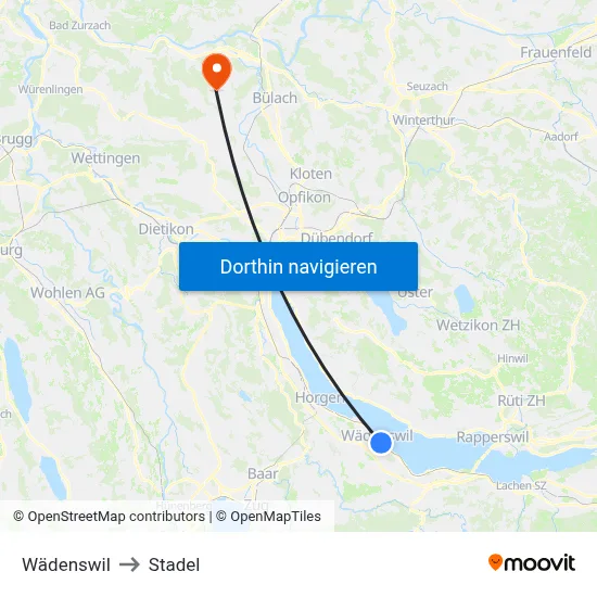 Wädenswil to Stadel map