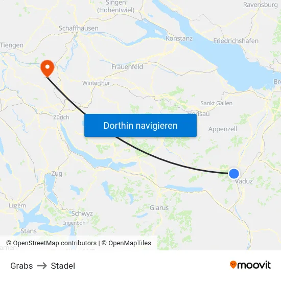 Grabs to Stadel map