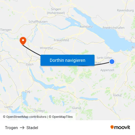Trogen to Stadel map