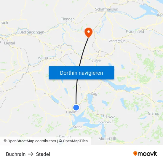 Buchrain to Stadel map