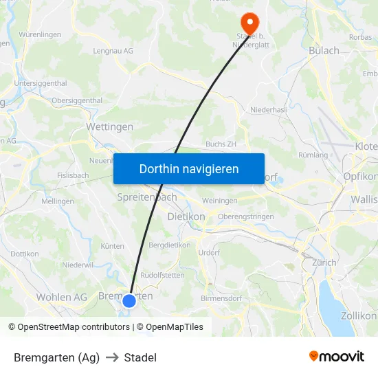 Bremgarten (Ag) to Stadel map