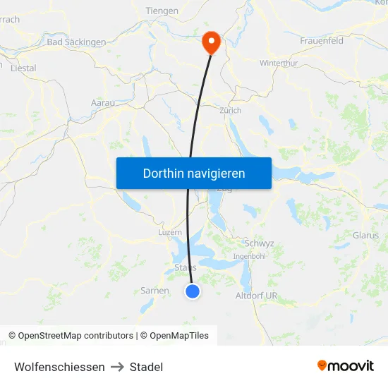Wolfenschiessen to Stadel map