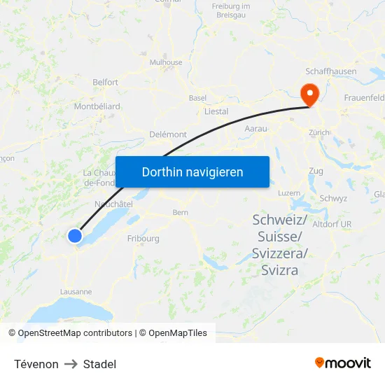 Tévenon to Stadel map