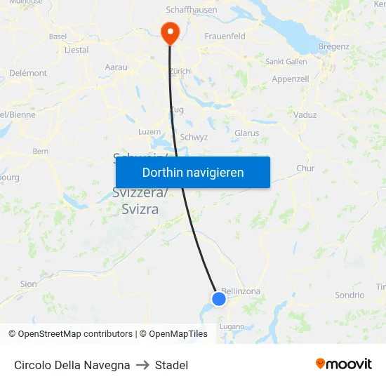 Circolo Della Navegna to Stadel map