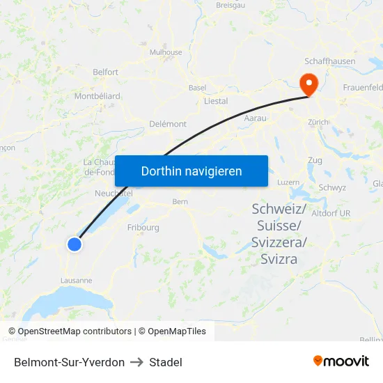 Belmont-Sur-Yverdon to Stadel map