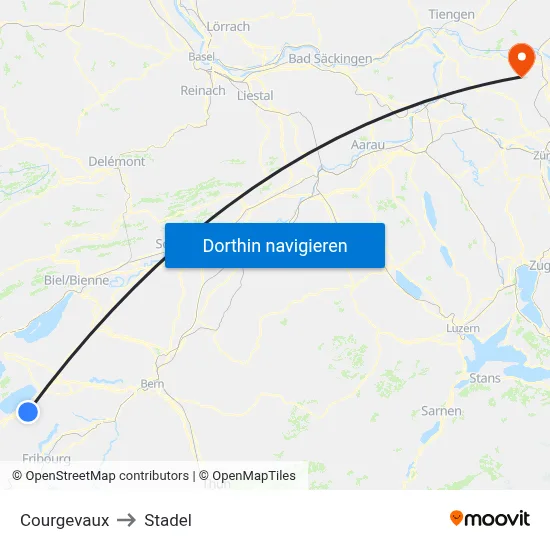 Courgevaux to Stadel map