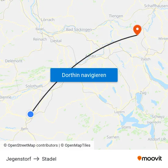 Jegenstorf to Stadel map