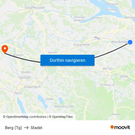 Berg (Tg) to Stadel map