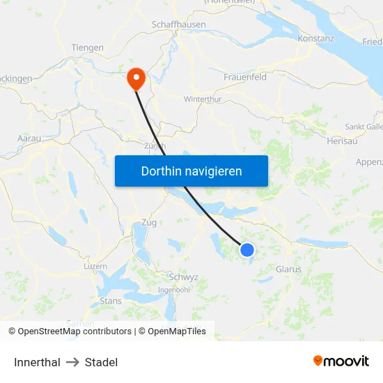 Innerthal to Stadel map