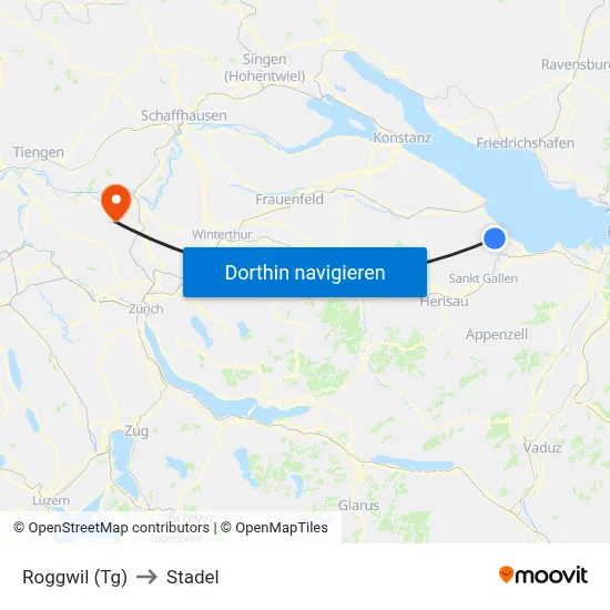 Roggwil (Tg) to Stadel map