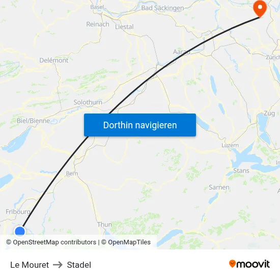 Le Mouret to Stadel map
