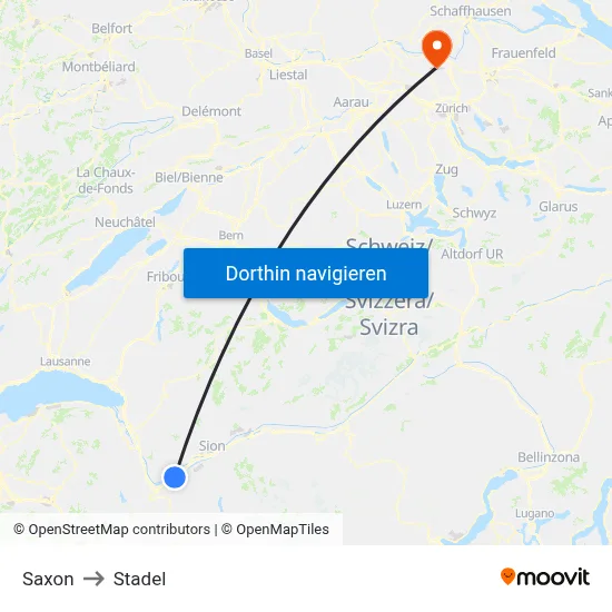 Saxon to Stadel map