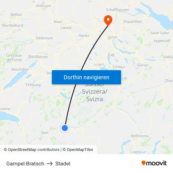Gampel-Bratsch to Stadel map