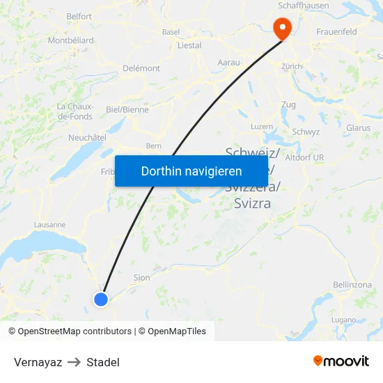 Vernayaz to Stadel map