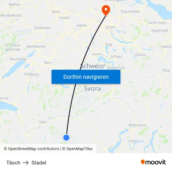 Täsch to Stadel map