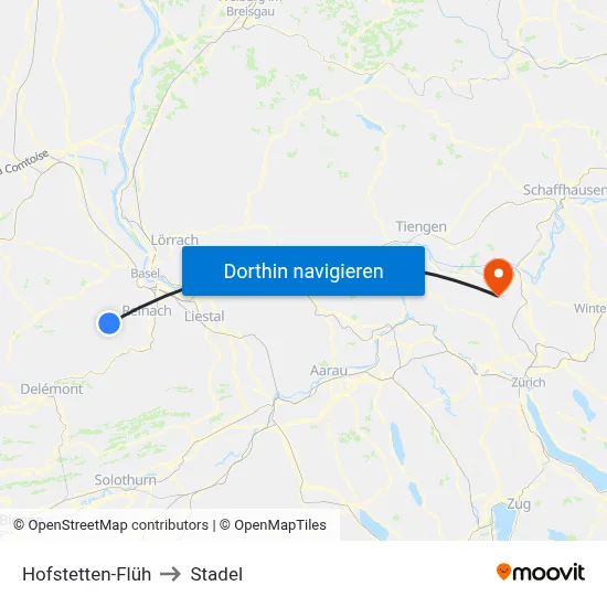 Hofstetten-Flüh to Stadel map